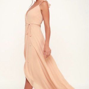 Lulu's Here's to Us Blush Pink High-Low Wrap Dress